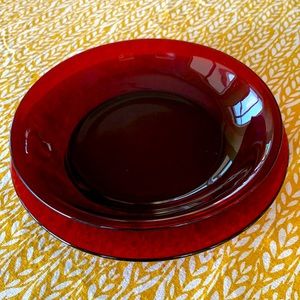 Vintage Ruby Red Soup & Salad Set